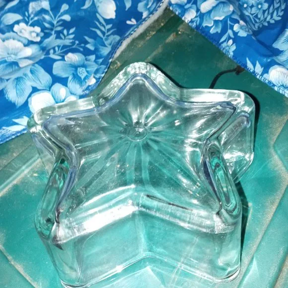 #47 TRINKET HOLDER GLASS Star Over 5" Heafty New never used - Picture 3 of 6